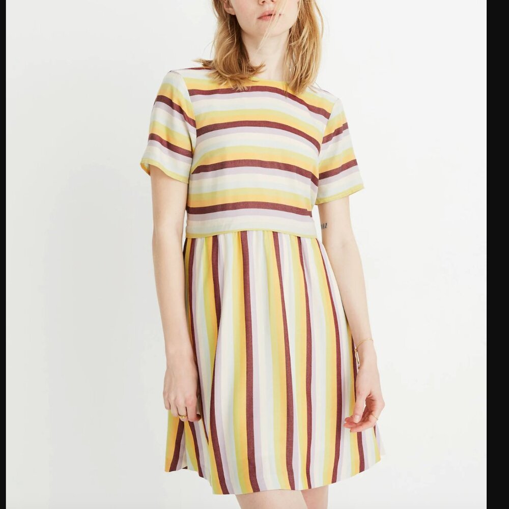 Madewell Striped Scoop-Back Dress